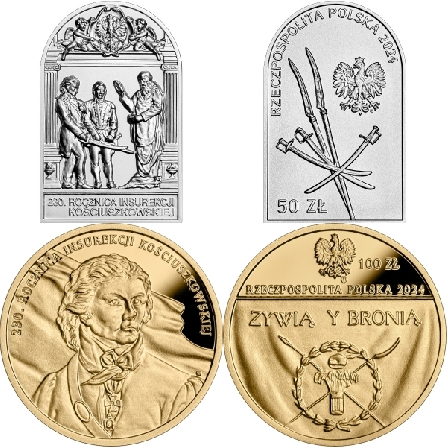 Wizerunki i ceny monet 230. rocznica insurekcji kościuszkowskiej