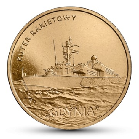The image of the coin „Gdynia” Missile Boat.