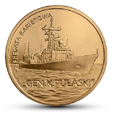 The image of the coin „Gen. K. Pulaski” Guided-missile Frigate