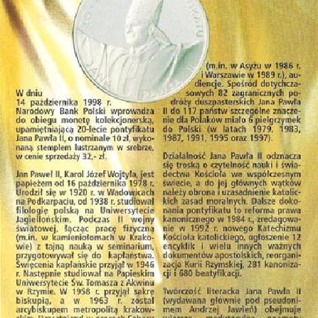 John Paul II, 20th Anniversary of Pontificate (in polish)
