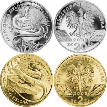 Date and prices of coins The European Green Lizard 