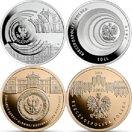 Wizerunki i ceny monet 200-lecie Szkoły Głównej Gospodarstwa Wiejskiego w Warszawie