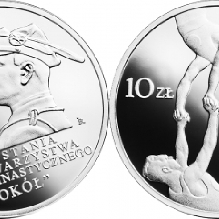 Wizerunki i ceny monet 150. rocznica powstania Towarzystwa Gimnastycznego „Sokół”