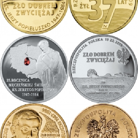 Data emisji i ceny monet 25. rocznica śmierci Księdza Jerzego Popiełuszki
