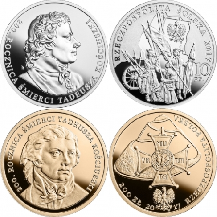 Wizerunki i ceny monet 200. rocznica śmierci Tadeusza Kościuszki