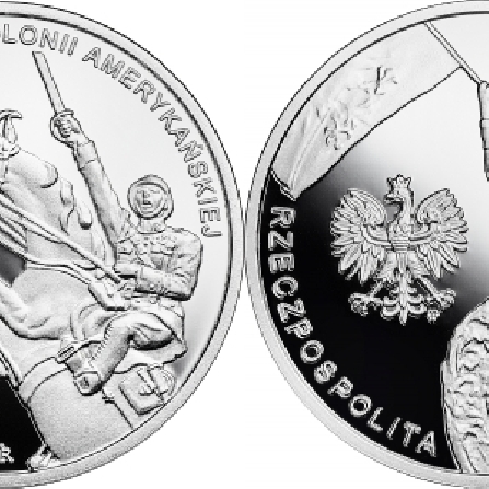 Wizerunki i ceny monet 100-lecie czynu zbrojnego Polonii amerykańskiej