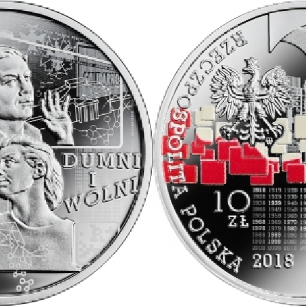 Wizerunki i ceny monet My Polacy dumni i wolni 1918 - 2018