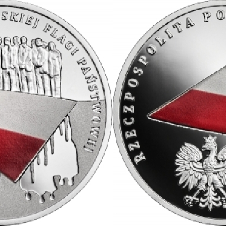 Wizerunki i ceny monet 100-lecie polskiej flagi państwowej