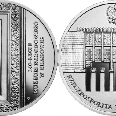Wizerunki i ceny monet 140-lecie Muzeum Narodowego w Krakowie