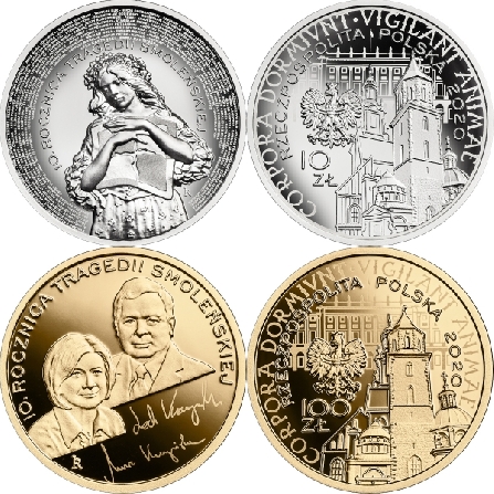 Wizerunki i ceny monet 10. rocznica tragedii smoleńskiej