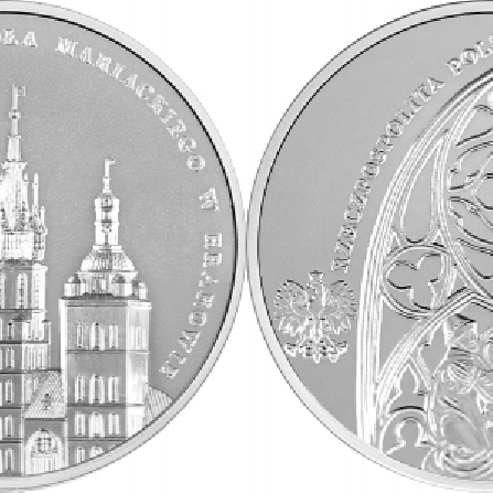 Wizerunki i ceny monet 700-lecie konsekracji kościoła Mariackiego w Krakowie