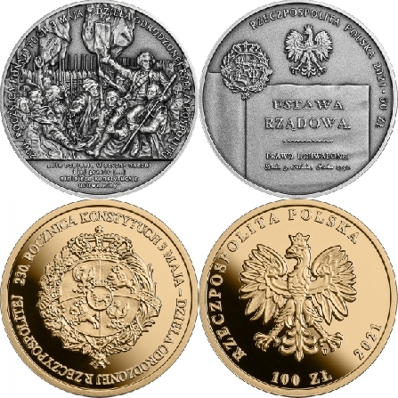 Wizerunki i ceny monet 230. rocznica Konstytucji 3 Maja – dzieła odrodzonej Rzeczypospolitej