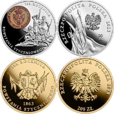 Wizerunki i ceny monet 160. rocznica Powstania Styczniowego
