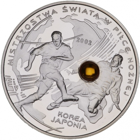 Rewers monety 10 zł Mistrzostwa Świata w Piłce Nożnej 2002 Korea/Japonia (bursztyn)