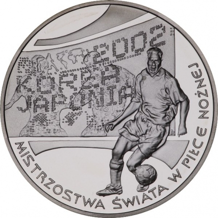 Rewers monety 10 zł Mistrzostwa Świata w Piłce Nożnej 2002 Korea/Japonia