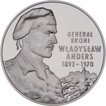 Rewers monety 10 zł Generał broni Władysław Anders (1892-1970)