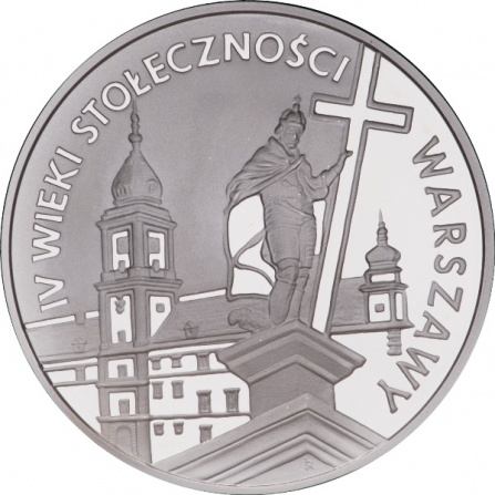 Rewers monety 20 zł IV wieki stołeczności Warszawy (1596-1996)