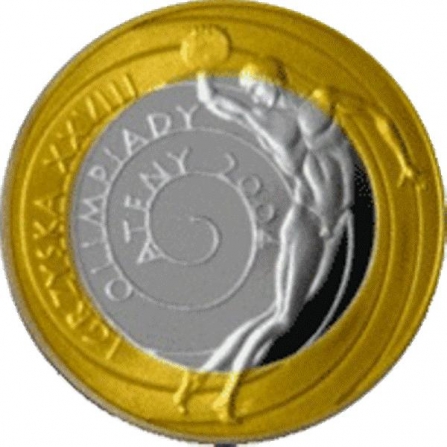 Rewers monety 10 zł Igrzyska XXVIII Olimpiady, Ateny 2004 (platerowana)