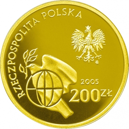 Awers monety200 zł 60. rocznica zakończenia II wojny światowej