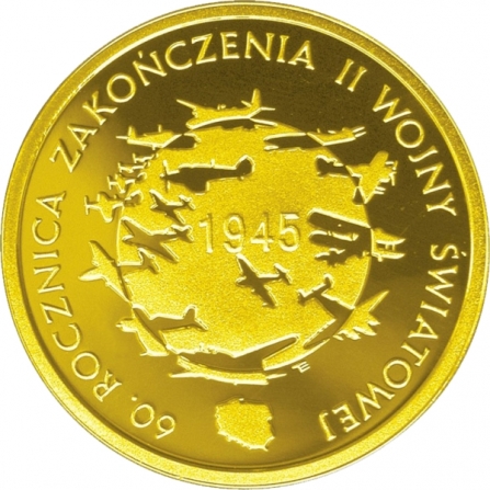 Coin reverse 200 pln 60th Anniversary of the Ending of World War Two
