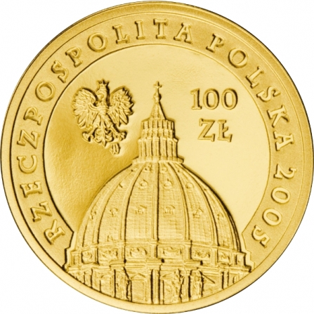 Awers monety100 zł Papież Jan Paweł II (1920-2005)