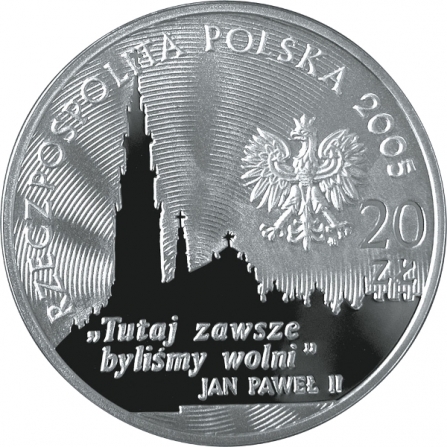 Awers monety20 zł 350-lecie obrony Jasnej Góry