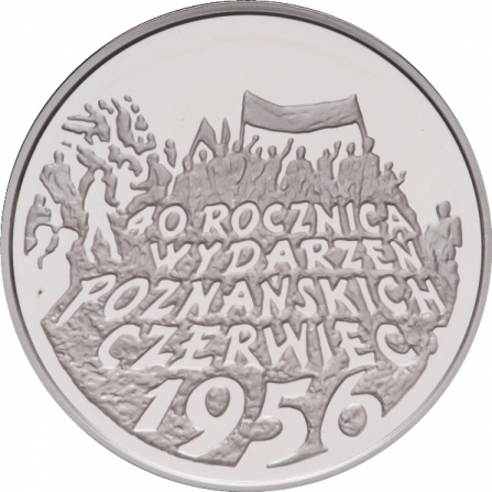Rewers monety 10 zł 40. rocznica wydarzeń poznańskich 1956 r.