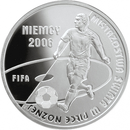 Rewers monety 10 zł Mistrzostwa Świata w Piłce Nożnej, Niemcy 2006