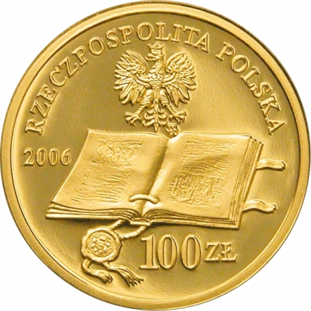 Awers monety100 zł 500-lecie wydania Statutu Łaskiego