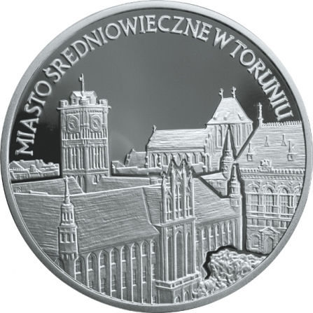 Rewers monety 20 zł Miasto średniowieczne w Toruniu