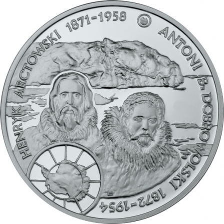 Coin reverse 10 pln Henryk Arctowski and Antoni B. Dobrowolski