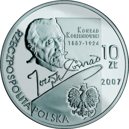 Awers monety10 zł Konrad Korzeniowski - Joseph Conrad