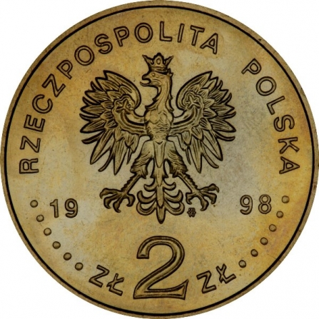 Awers monety2 zł XVIII Zimowe Igrzyska Olimpijskie, Nagano 1998