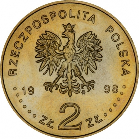 Awers monety2 zł 200-lecie urodzin Adama Mickiewicza (1798-1855)