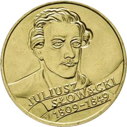 Rewers monety 2 zł Juliusz Słowacki (1809-1849), 150. rocznica śmierci