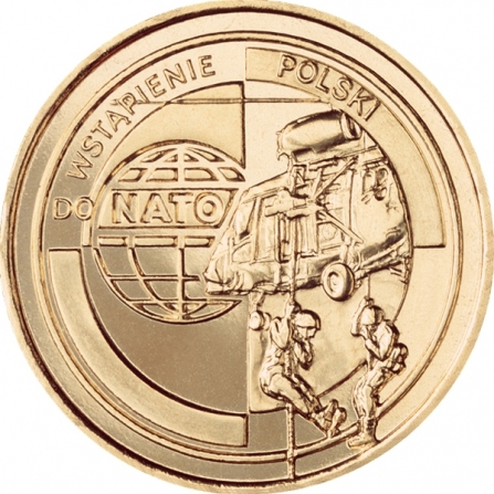 Rewers monety 2 zł Wstąpienie Polski do NATO