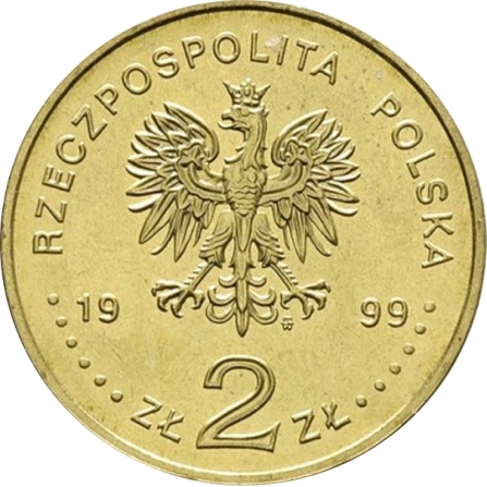 Awers monety2 zł Fryderyk Chopin, 150. rocznica śmierci