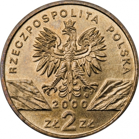 Awers monety2 zł Dudek (łac. Upupa epops)