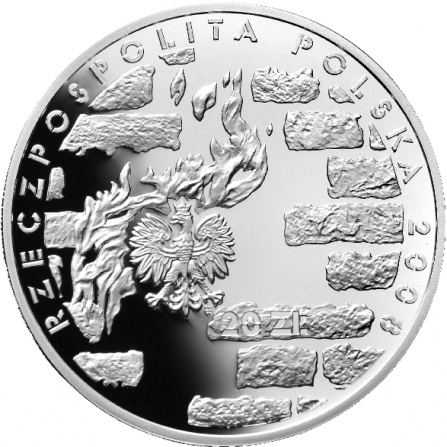 Awers monety20 zł 65. rocznica Powstania w Getcie Warszawskim