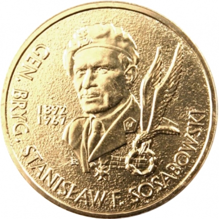 Rewers monety 2 zł Gen. bryg. Stanisław F. Sosabowski (1892-1967)