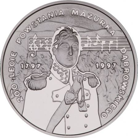 Rewers monety 10 zł 200-lecie powstania Mazurka Dąbrowskiego (1797-1997)