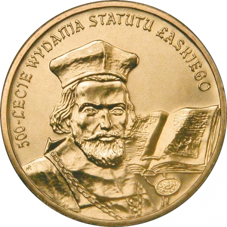 Rewers monety 2 zł 500-lecie wydania Statutu Łaskiego