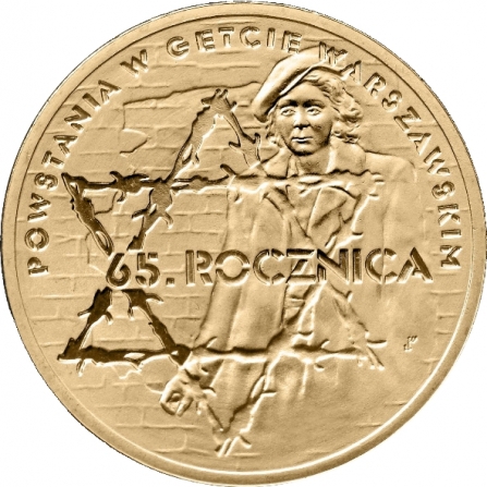 Rewers monety 2 zł 65. rocznica Powstania w Getcie Warszawskim