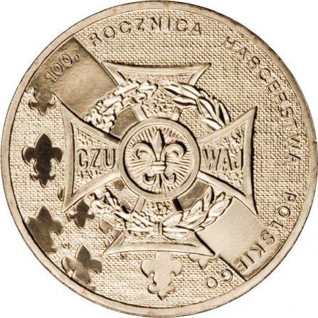 Rewers monety 2 zł 100. rocznica Harcerstwa Polskiego