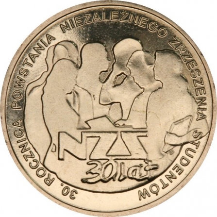 Coin reverse 2 pln 30th anniversary of the establishment of the Independent Students' Union - NZS