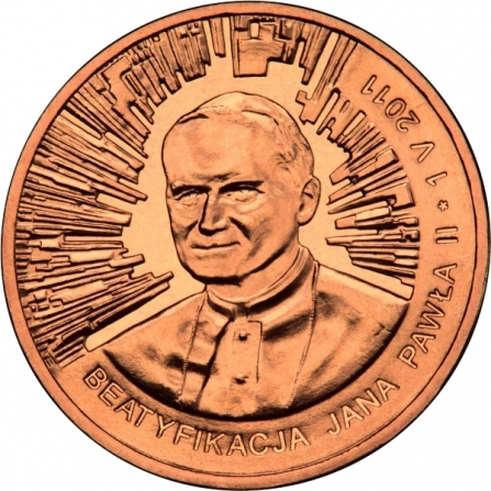 Rewers monety 2 zł Beatyfikacja Jana Pawła II – 1 V 2011