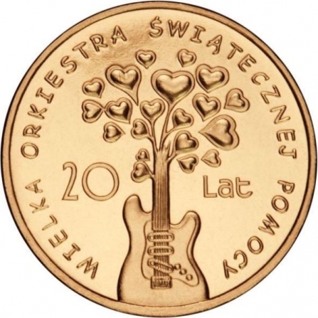 Rewers monety 2 zł Wielka Orkiestra Świątecznej Pomocy - 20 lat