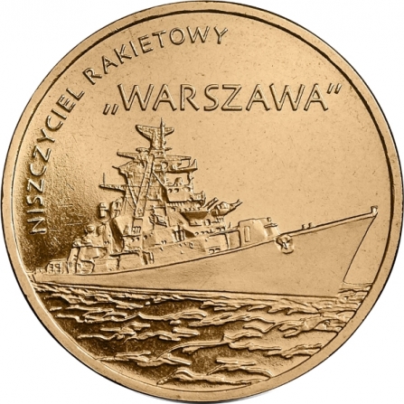 Rewers monety 2 zł Niszczyciel rakietowy Warszawa