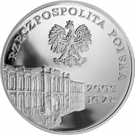 Awers monety10 zł 180 lat bankowości centralnej w Polsce