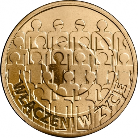 Coin reverse 2 pln Joining the flow of life - the 50th Anniversary of the Polish Society for the Mentally Handicapped